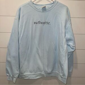Clothed In Love Boutique “Authentic” Light Blue Unisex Sweatshirt Size Adult XL
